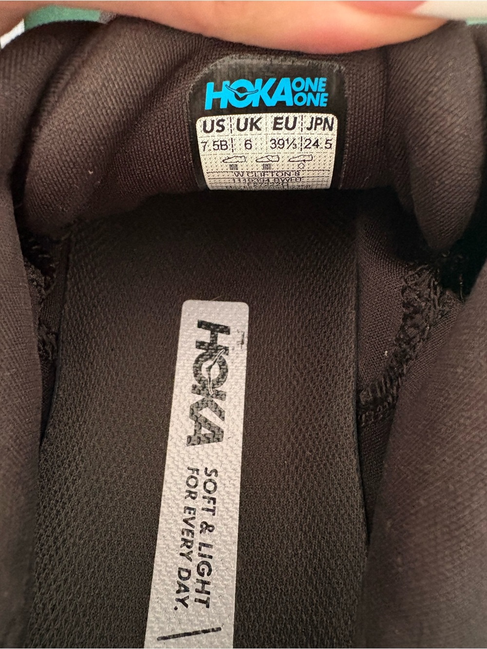 Hoka Women’s Black and White Plush-Cushion Running Sneakers - Picture 5 of 5